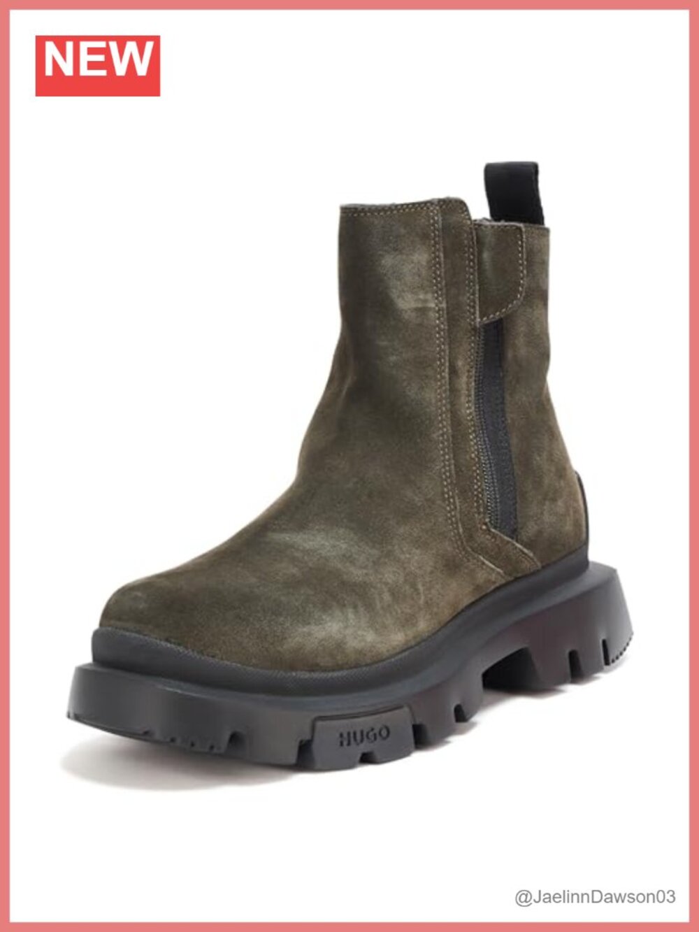 Leather Side Zip Chunky Ankle Boot Block Heel Round Toe Winter Women's